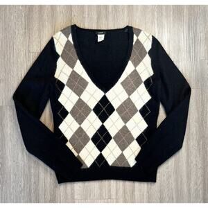 J.Crew Women’s Argyle Wool Blend, Sweater Size M, Merino, Angora, Cashmere